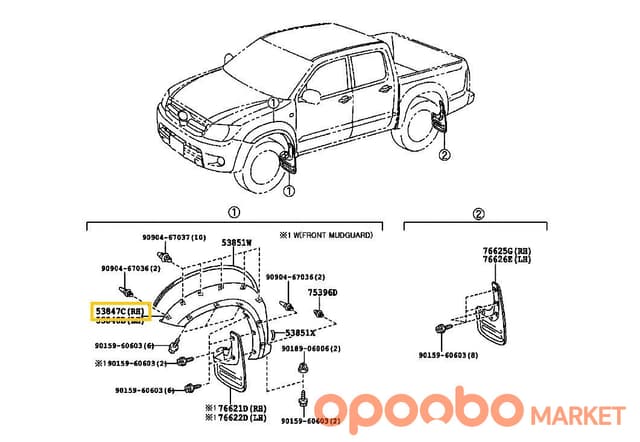 TOYOTA Extension, FR WHEEL 53847-0K904