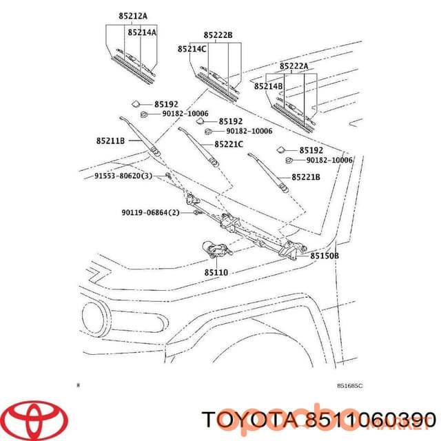 TOYOTA WIPER MOTOR ASSY 85110-60390