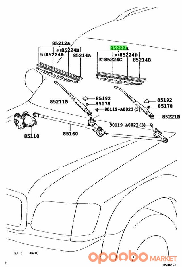 TOYOTA Blade, FR Wiper, LH 85222-12B00