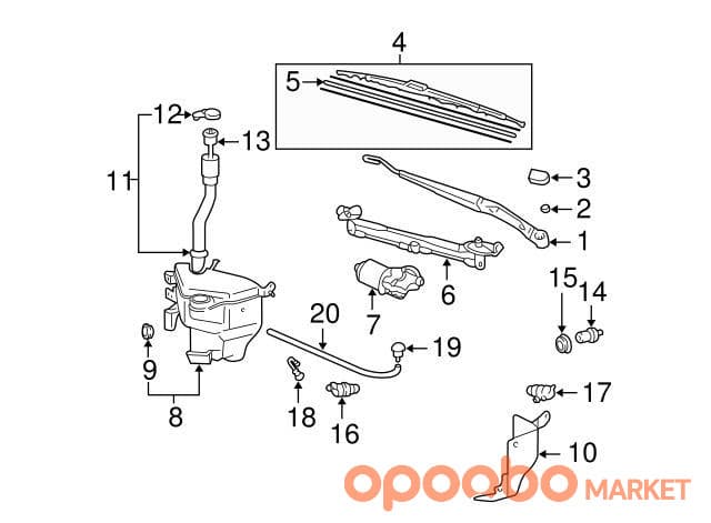 TOYOTA Blade, FR Wiper, LH 85222-48040