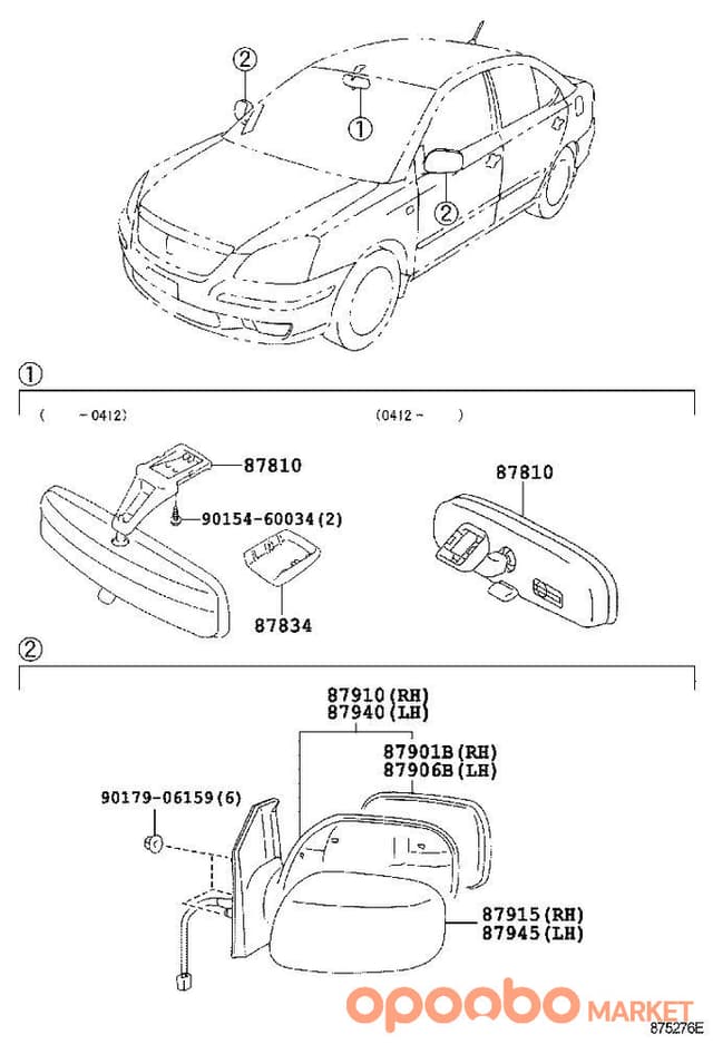 TOYOTA MIRROR Outer, LH 87961-02L30