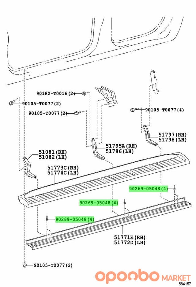 TOYOTA Clip, WINDSHIELD OUTSIDE Moulding, NO.3 90269-04048